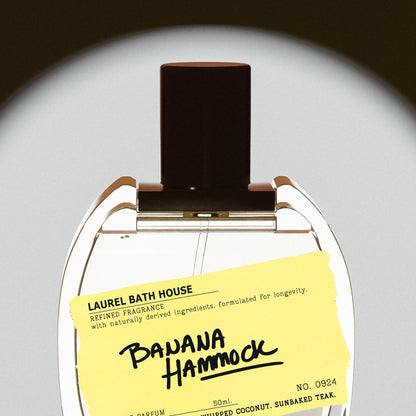 Laurel Bath House Banana Hammock eau de parfum, styled photo