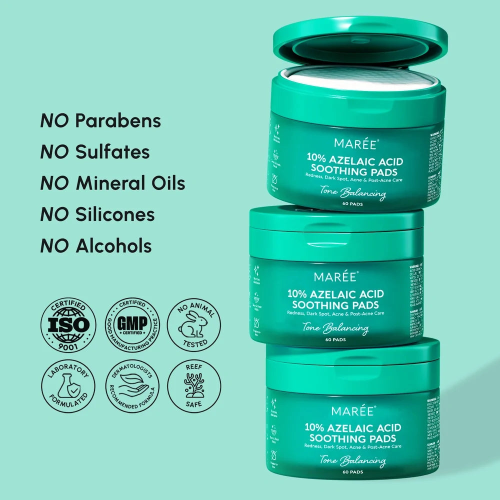 Stack of green skincare product jars with text on a light blue background