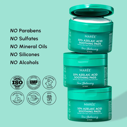 Stack of green skincare product jars with text on a light blue background