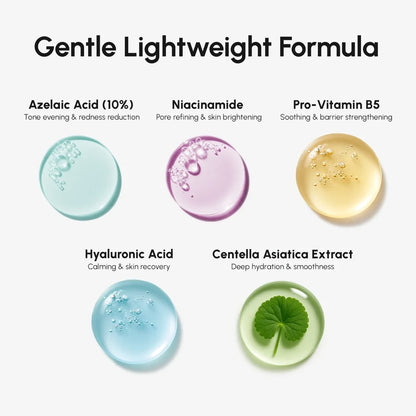 Gentle Lightweight Formula with various skincare ingredients displayed.