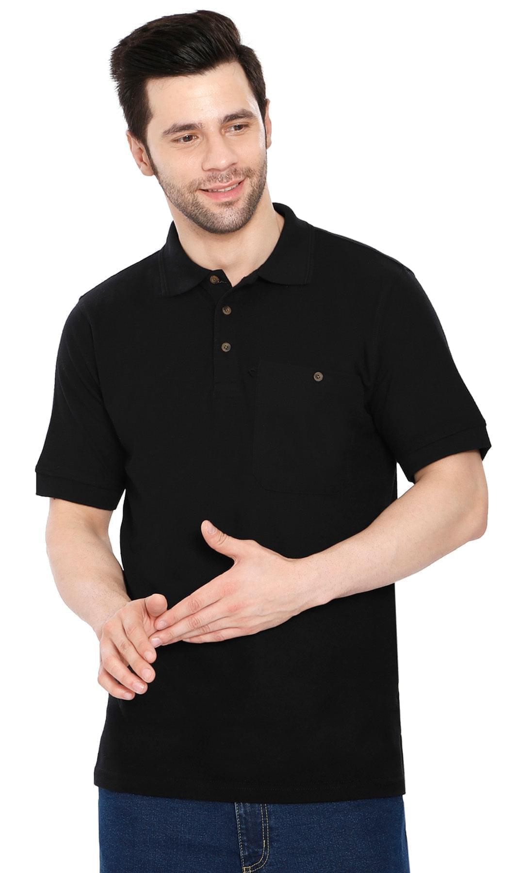 Turtle Bay men's short sleeve pique knit polo shirt in Black