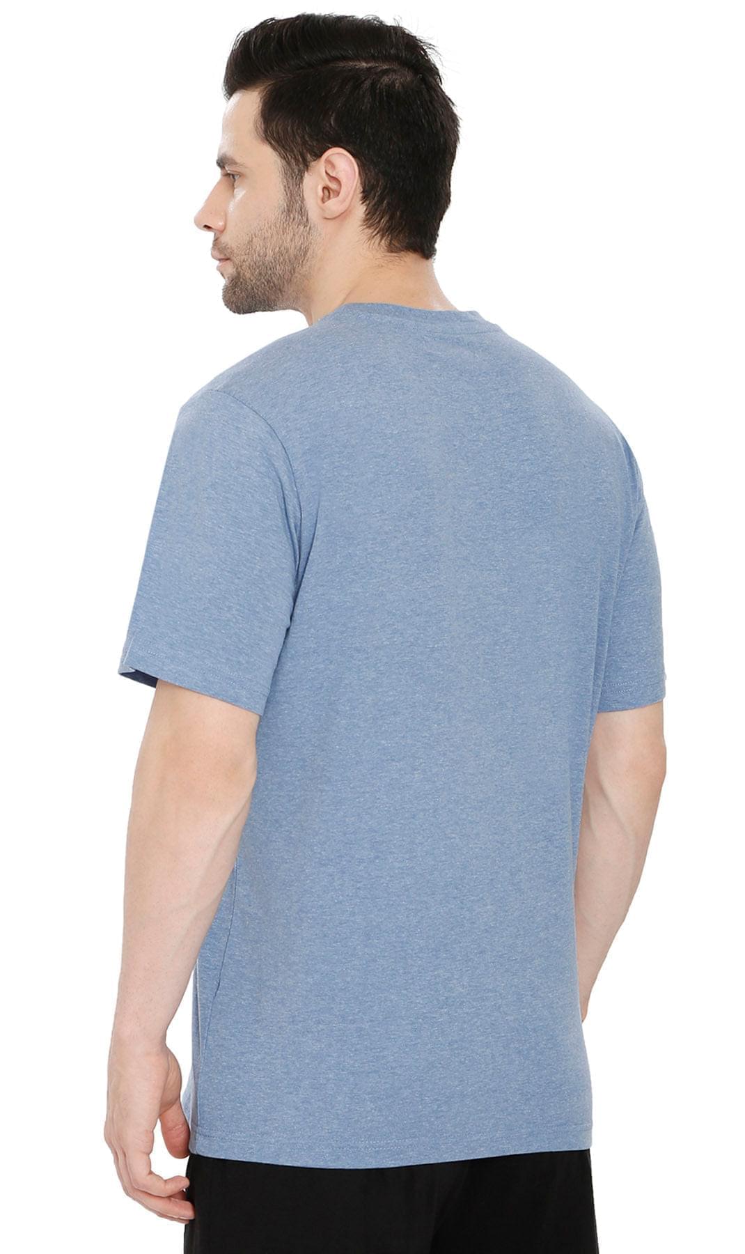 Turtle Bay men's heavyweight short sleeve crew neck t-shirt in Blue Heather