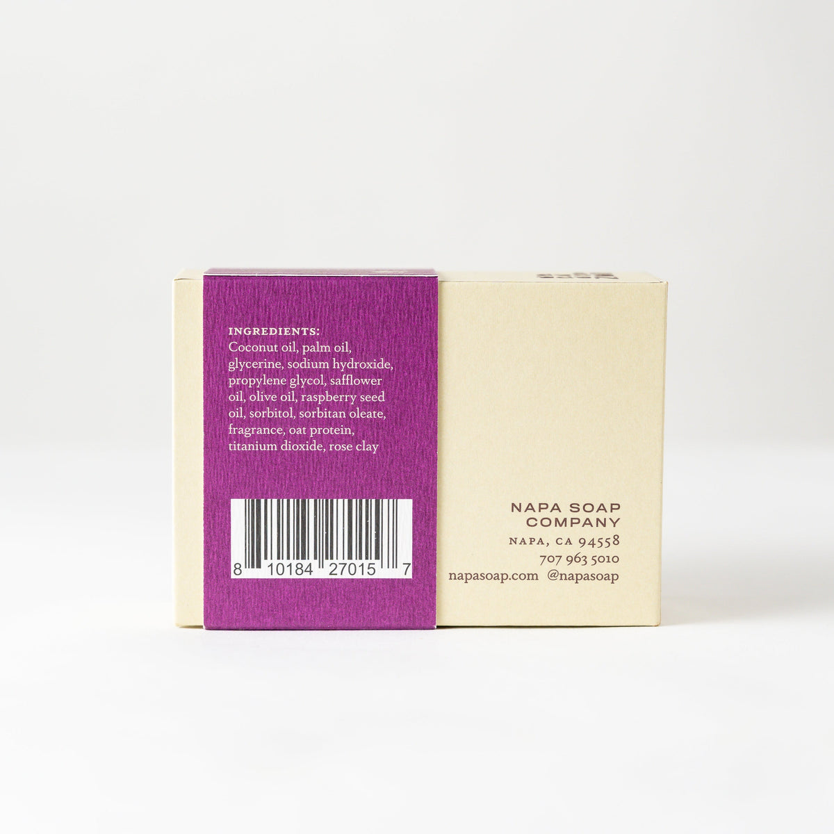 Napa Soap Company soap bar with purple label on a white background