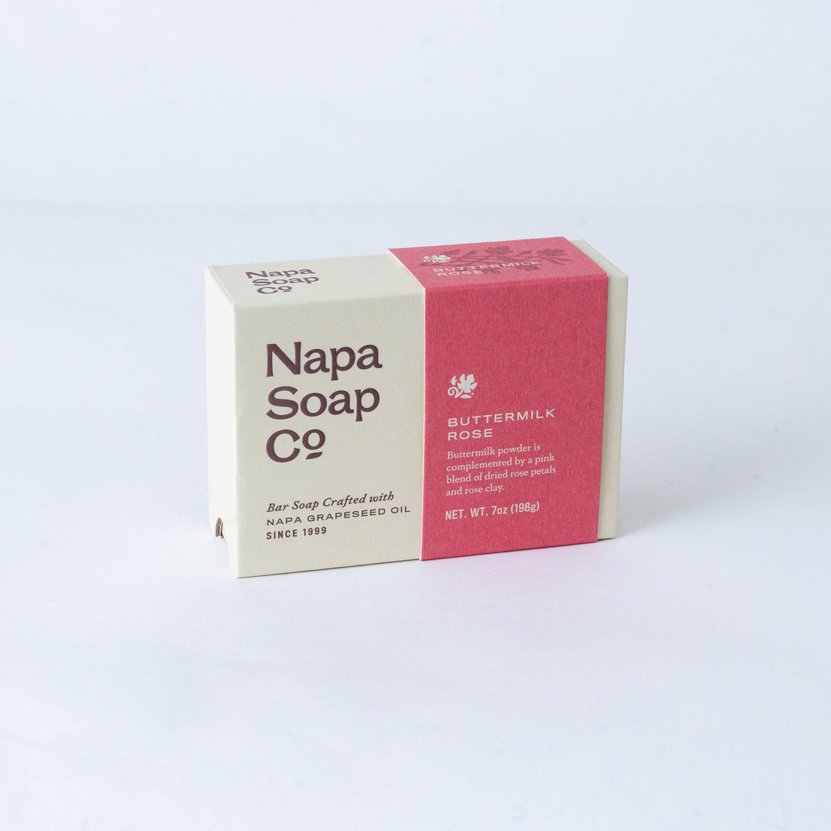 Buttermilk Rose Bar Soap in its printed carton, on a white background