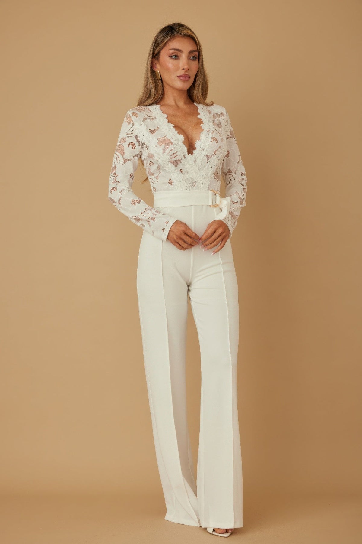 Lace Crochet Long Sleeve Jumpsuit