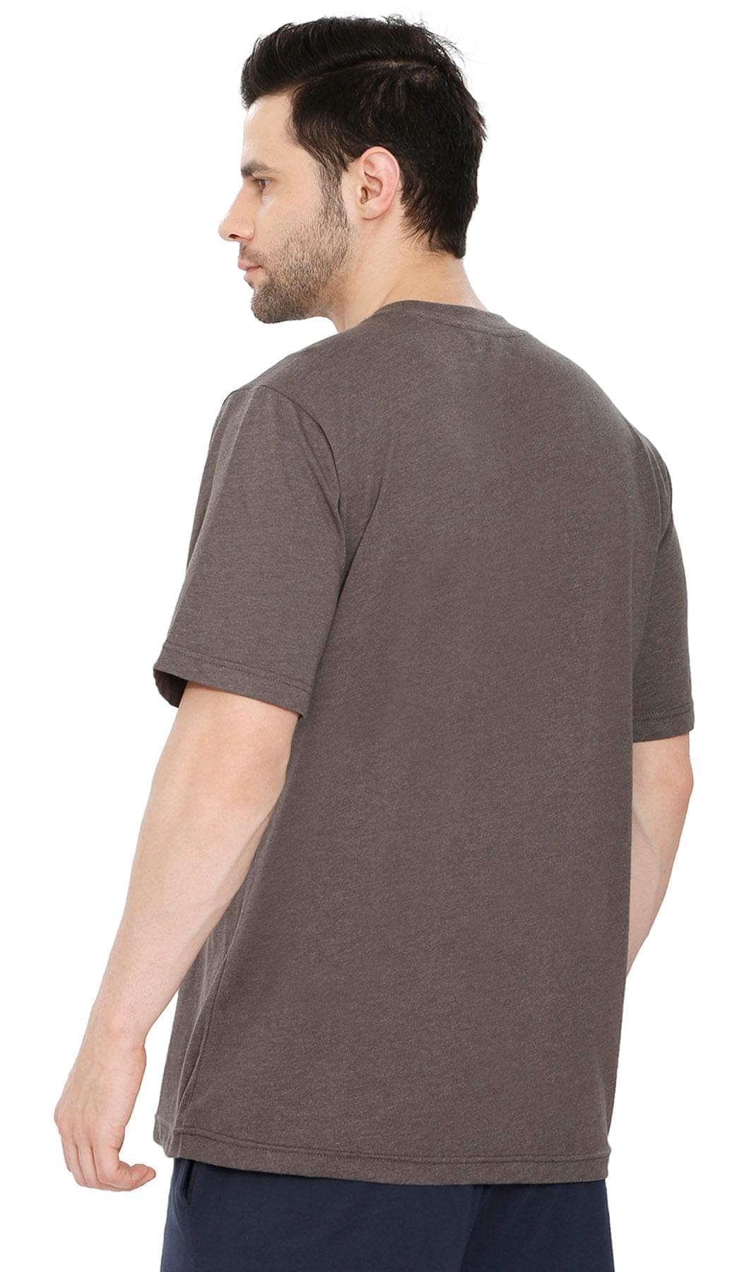 Turtle Bay men's heavyweight crew neck pocket t-shirt in Charcoal Heather, alternate view