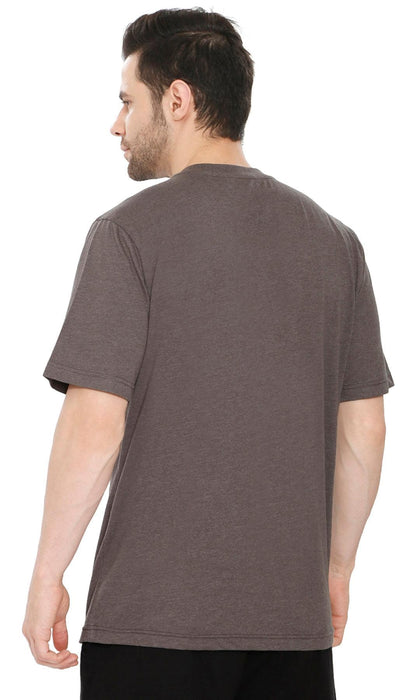 Turtle Bay men's heavyweight short sleeve crew neck t-shirt in Charcoal Heather, alternate view