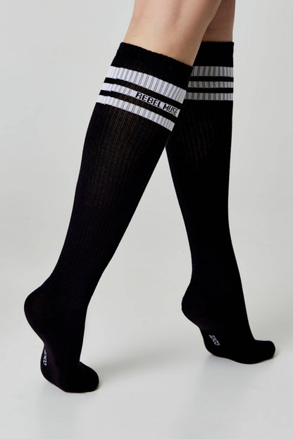 Conte Classic 009 cotton knee highs with ribbed stripes, additional detail (2)