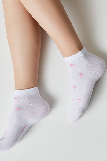 Conte Active 589 cotton ankle socks with palm tree pattern, additional detail (3)