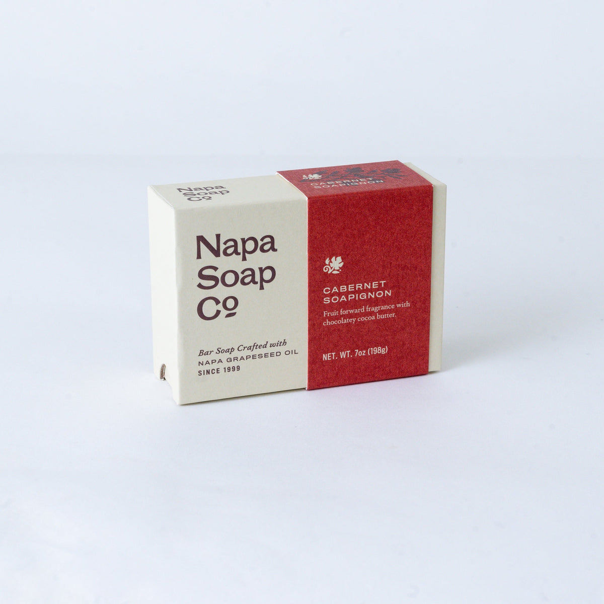 Cabernet Soapignon Bar Soap packaging by Napa Soap Company, on a white background