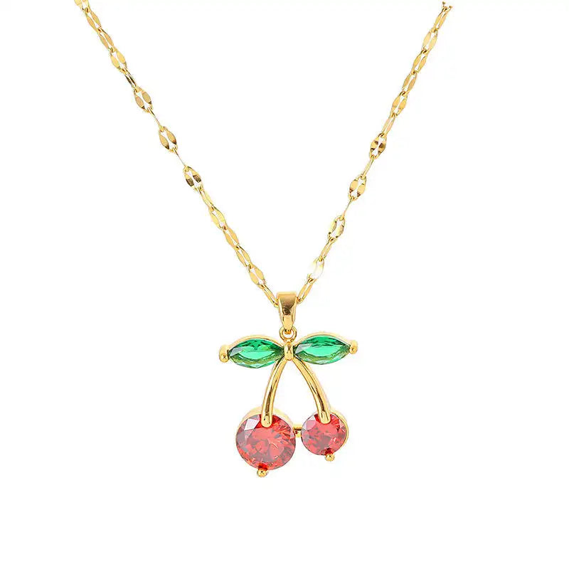 Retro Cherry Charm Necklace, product photo