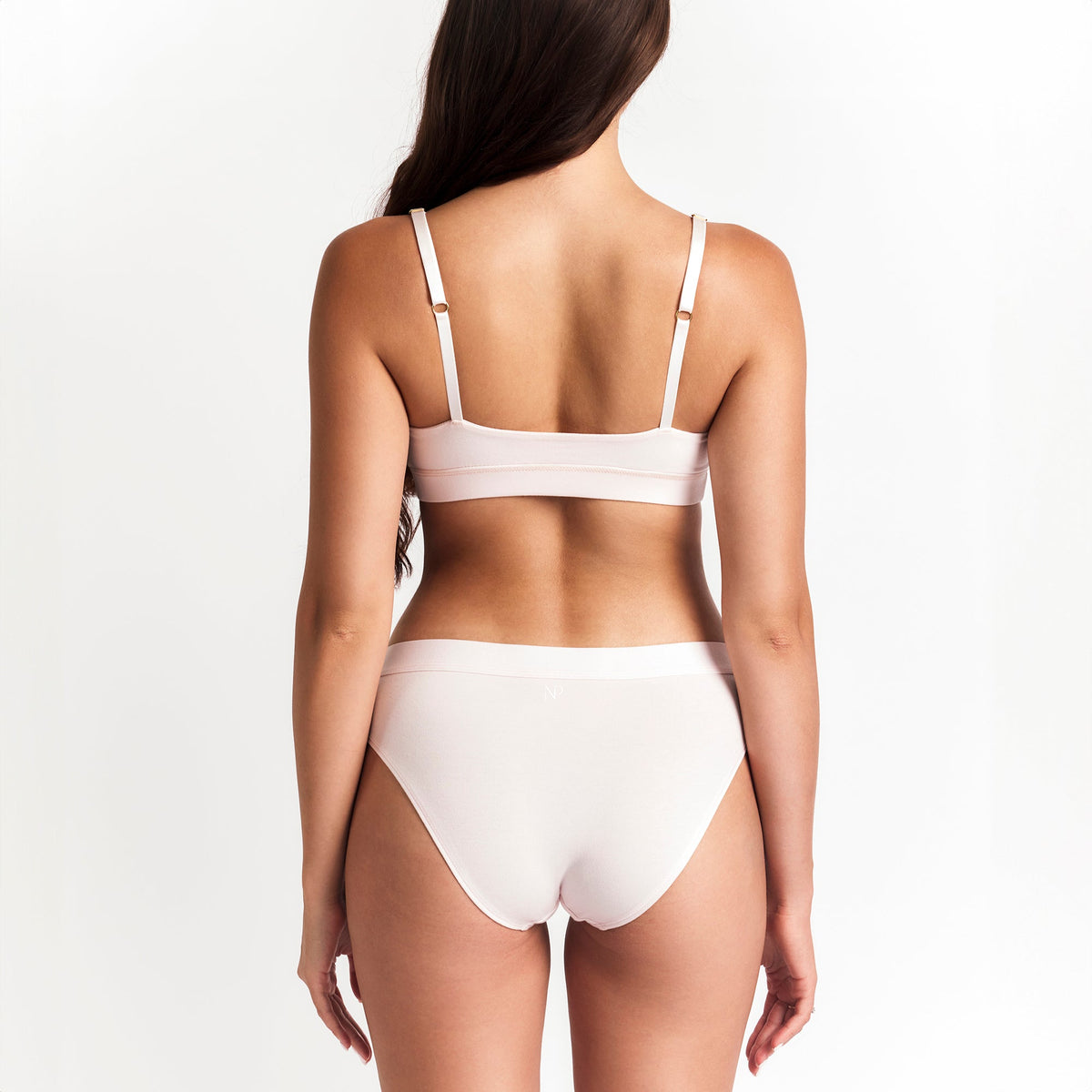 Organic Cotton Mid-Rise Brief in Pink, on-model view on a plain background