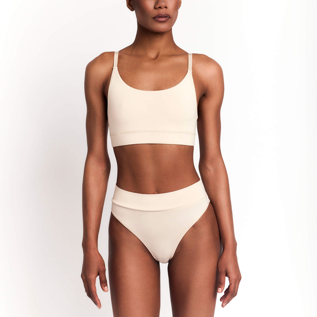 Organic Cotton Cheeky Tanga in Latte, additional detail