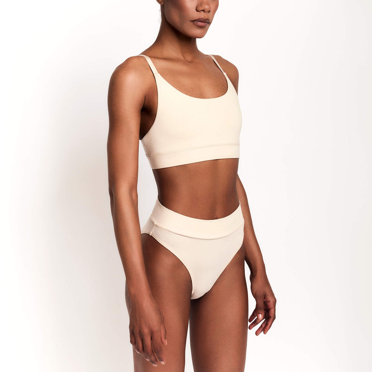 Organic Cotton Cheeky Tanga in Latte, alternate view