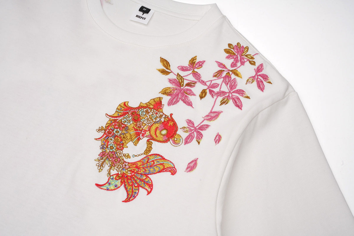 Gold Coin Koi Embroidered Tee, additional detail (2)
