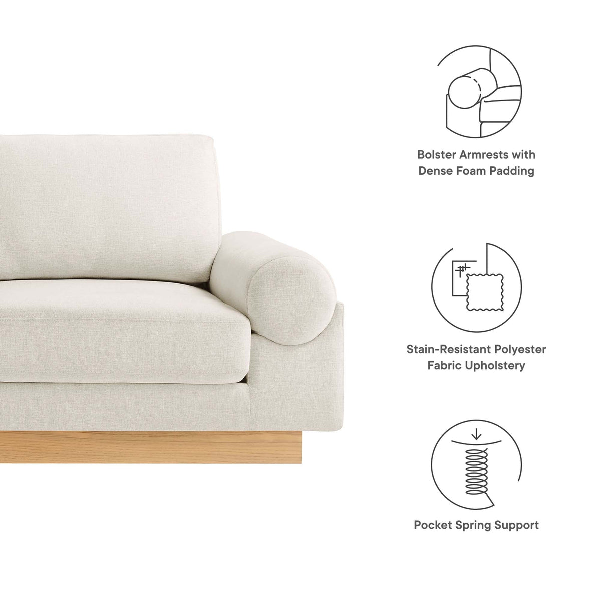 Modway Oasis sofa seat depth and seat height measurements