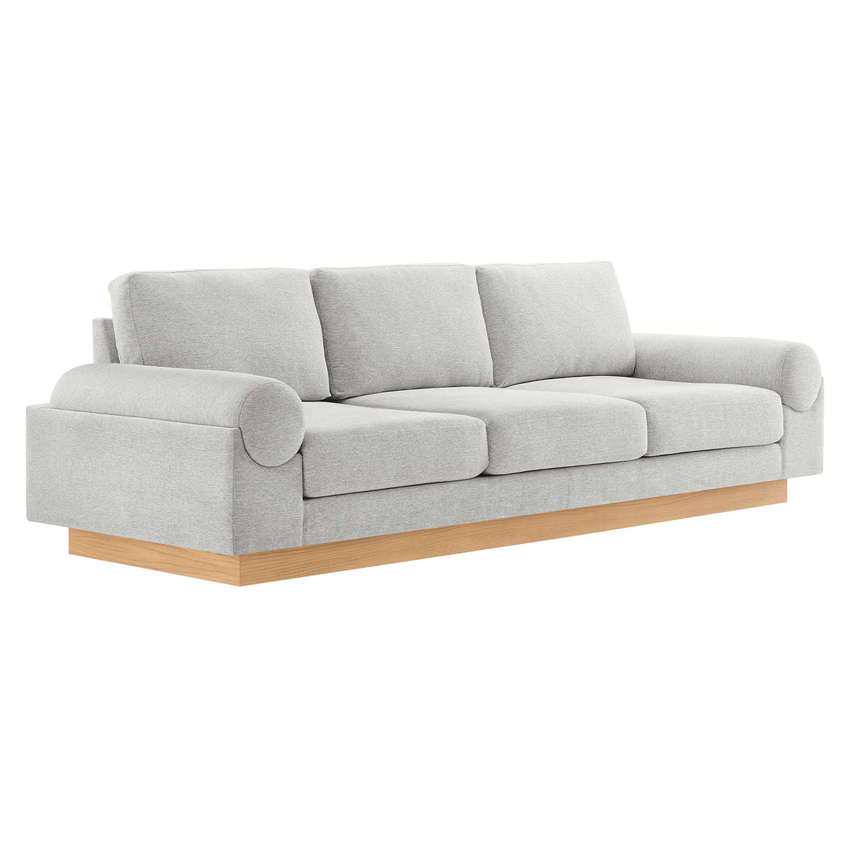 Oasis upholstered fabric sofa by Modway with bolster pillow armrests