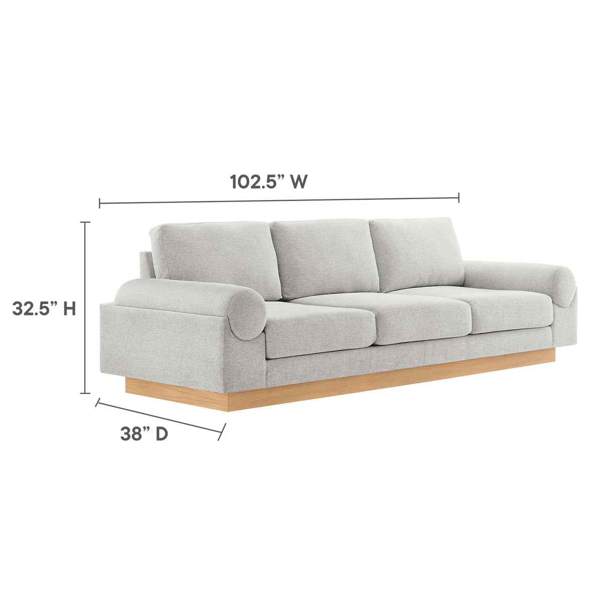 Modway Oasis sofa on its wood veneer plinth base