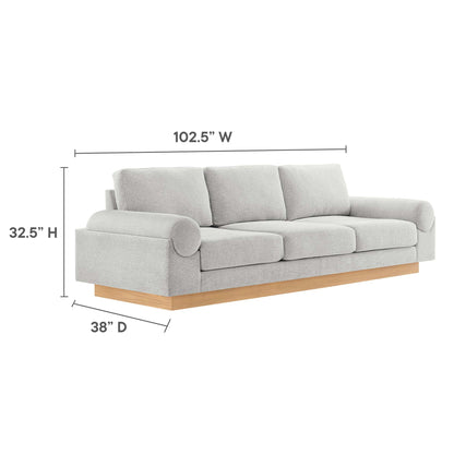 Modway Oasis sofa on its wood veneer plinth base