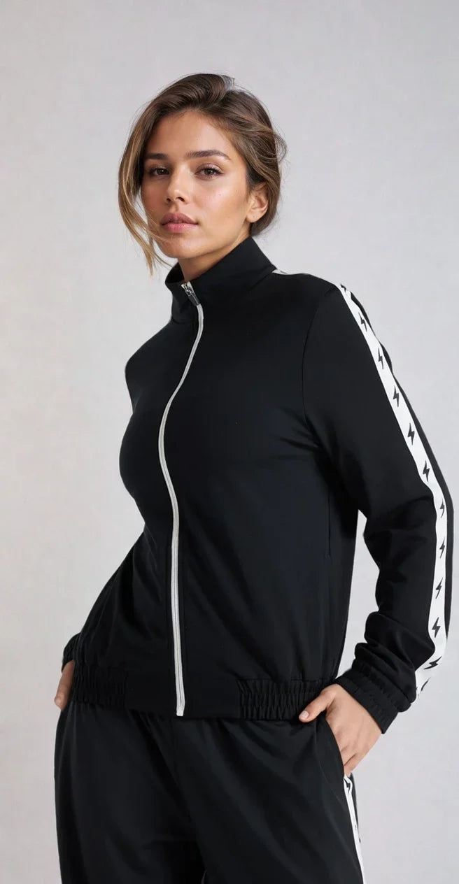 Fitkitty Culture Bolt track jacket in black, product view 4