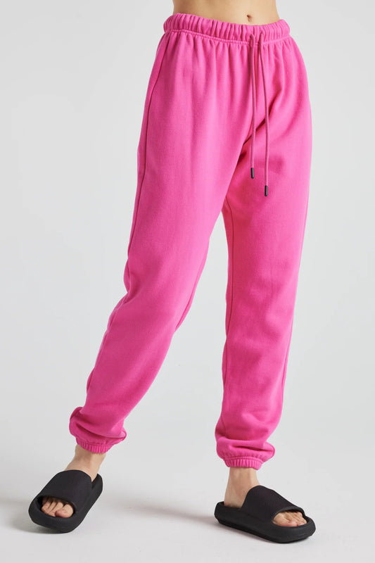 Fitkitty Culture Electric fleece joggers in Electric Pink, front view