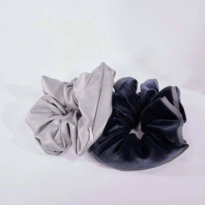 Fitkitty Culture Electric Yoga reflective scrunchies two-pack with hidden zip pockets