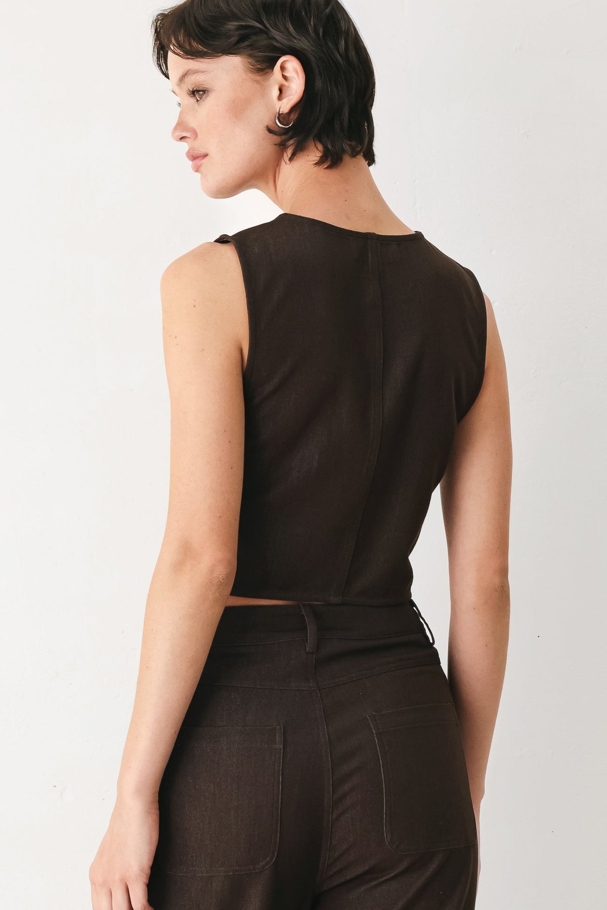 Streamlined silhouette of the Flying Tomato Outlaw Heart woven vest.