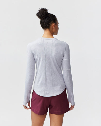 Foudy Women's Longsleeve Workout Top in Ash, styled photo