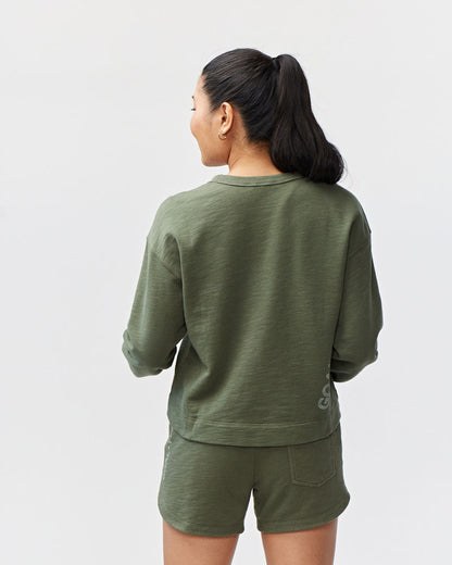 Freasy Crew in Dark Moss, additional detail