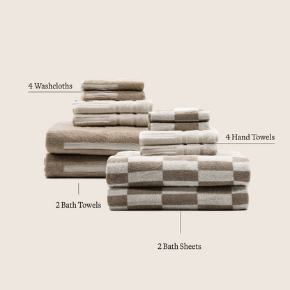 Italic Pietra Warped-Check Australian Cotton Bath Towels