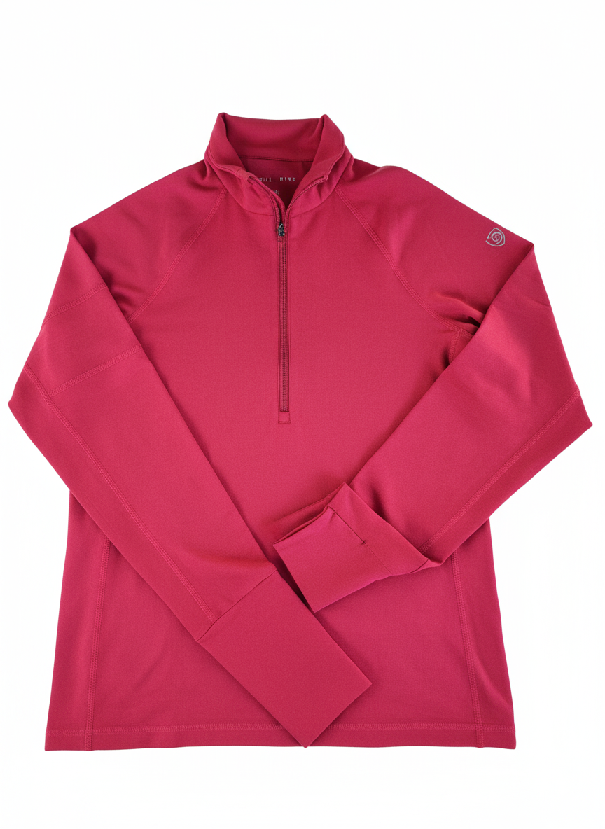 Foudy Mid-Weight Long Sleeve ½ Zip Top in Hot Coral