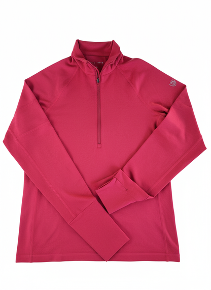 Foudy Mid-Weight Long Sleeve ½ Zip Top in Hot Coral