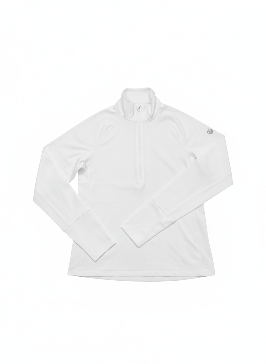 Foudy Mid-Weight Long Sleeve ½ Zip Top in White
