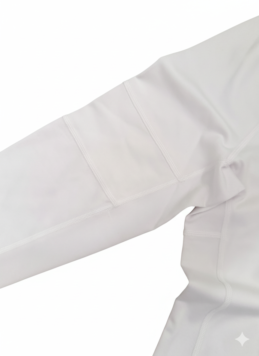 Foudy Mid-Weight Long Sleeve ½ Zip Top in White, alternate view