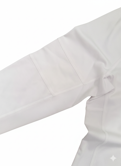 Foudy Mid-Weight Long Sleeve ½ Zip Top in White, alternate view