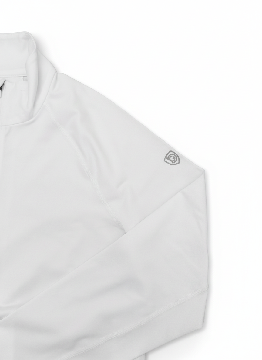 Foudy Mid-Weight Long Sleeve ½ Zip Top in White, additional detail