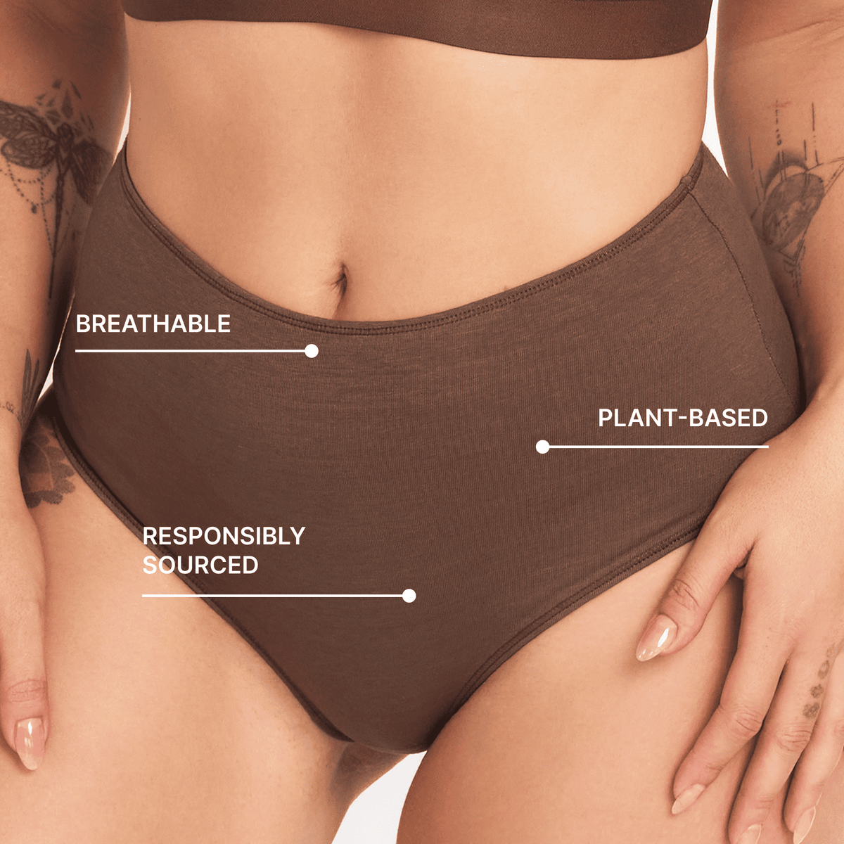 Hemp & Organic Cotton High-Rise Brief, styled photo, alternate view