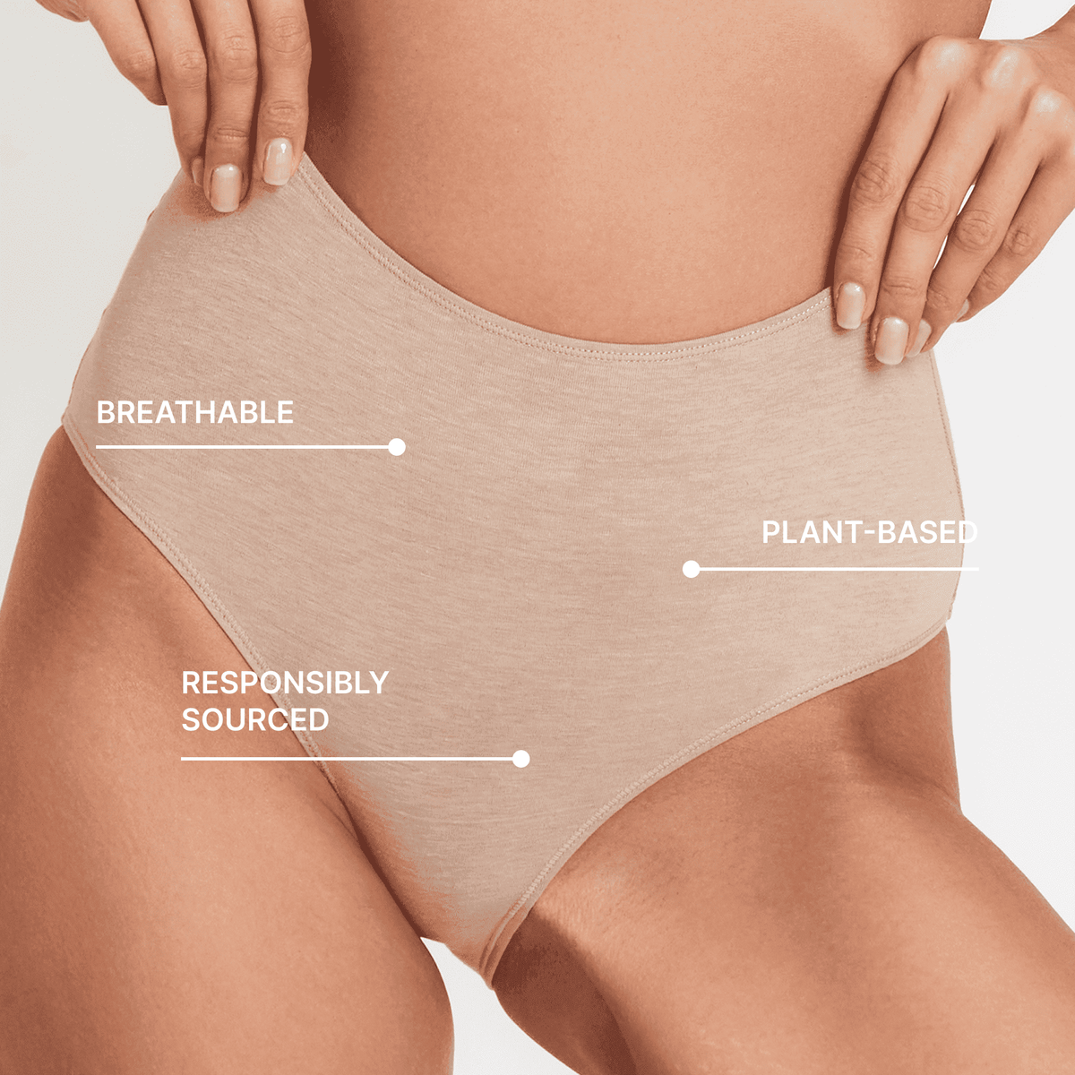 Hemp & Organic Cotton High-Rise Brief, styled photo, product photo