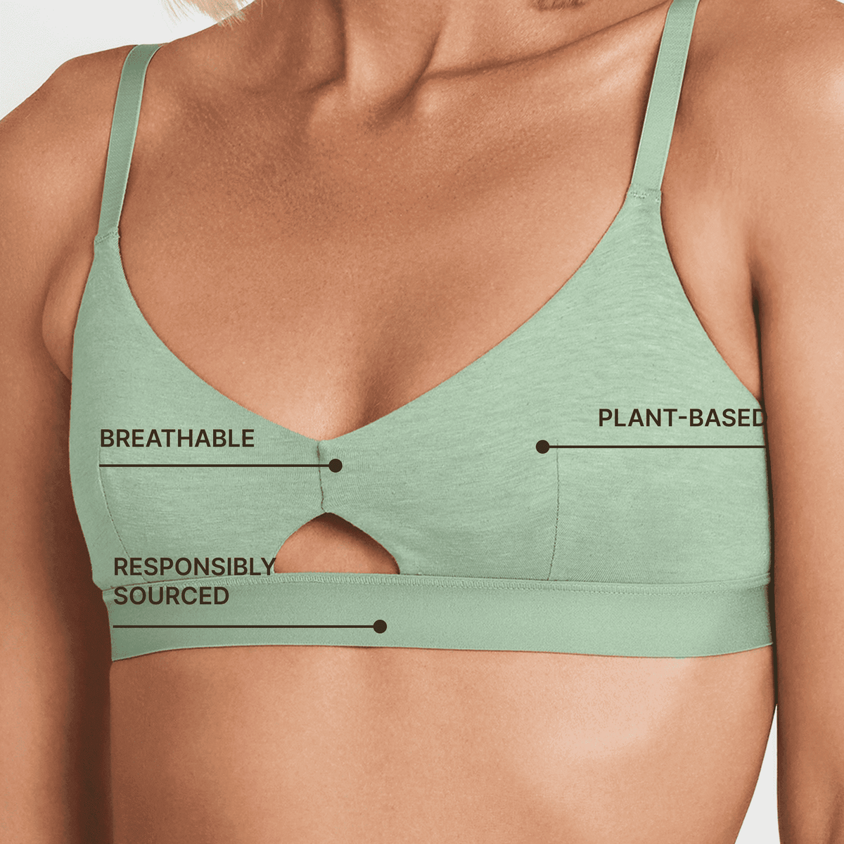 Organic Cotton & Hemp Keyhole Bra, product photo, additional detail