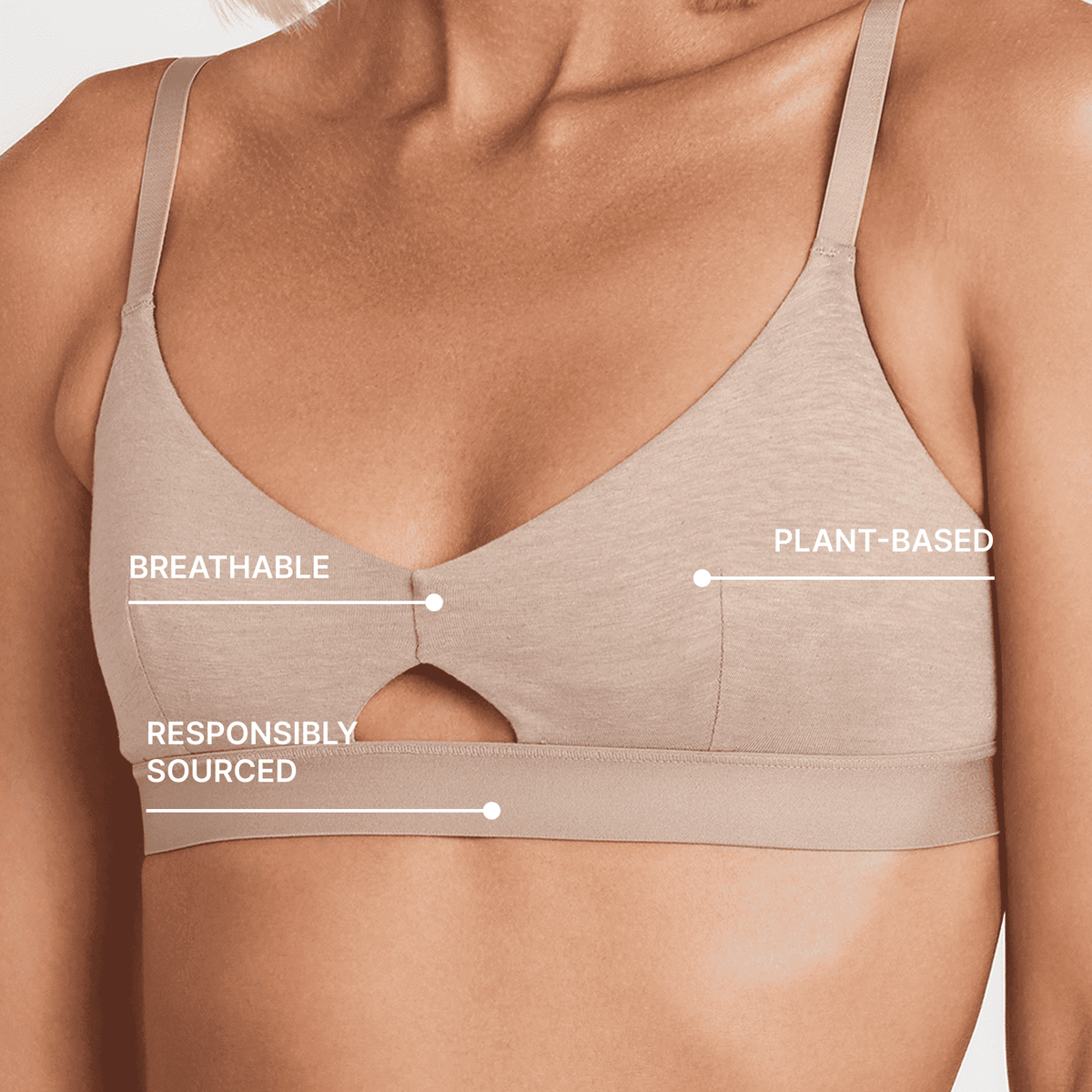 Organic Cotton & Hemp Keyhole Bra, styled photo, product photo