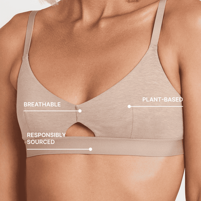 Organic Cotton & Hemp Keyhole Bra, styled photo, product photo
