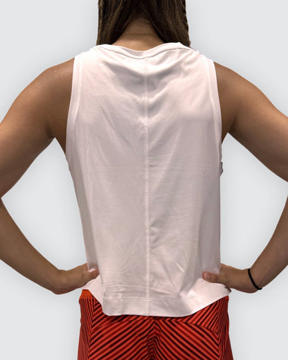 Boxy Crop Tank in White, back view