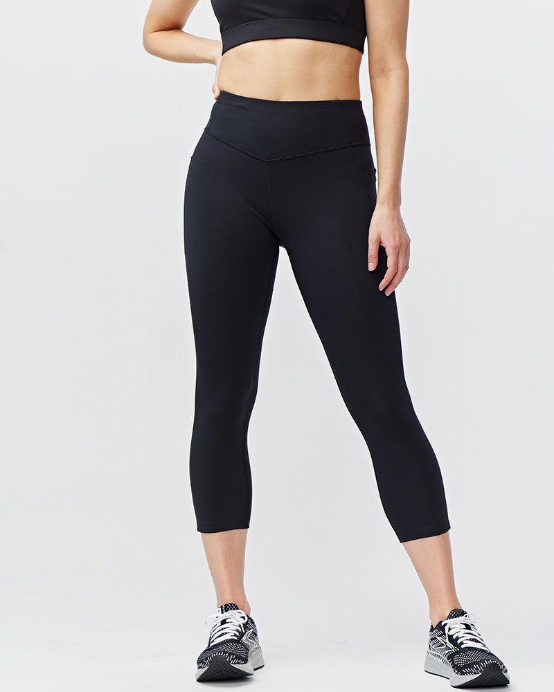 Go Again Women's Cropped Leggings Length 21" in Black, alternate view