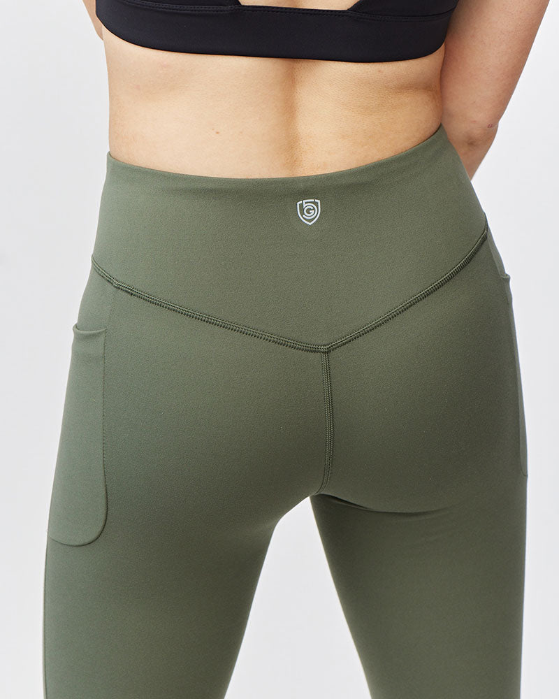 Go Again Women's Cropped Leggings Length 21" in Dark Moss, product photo