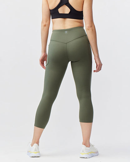 Go Again Women's Cropped Leggings Length 21" in Dark Moss