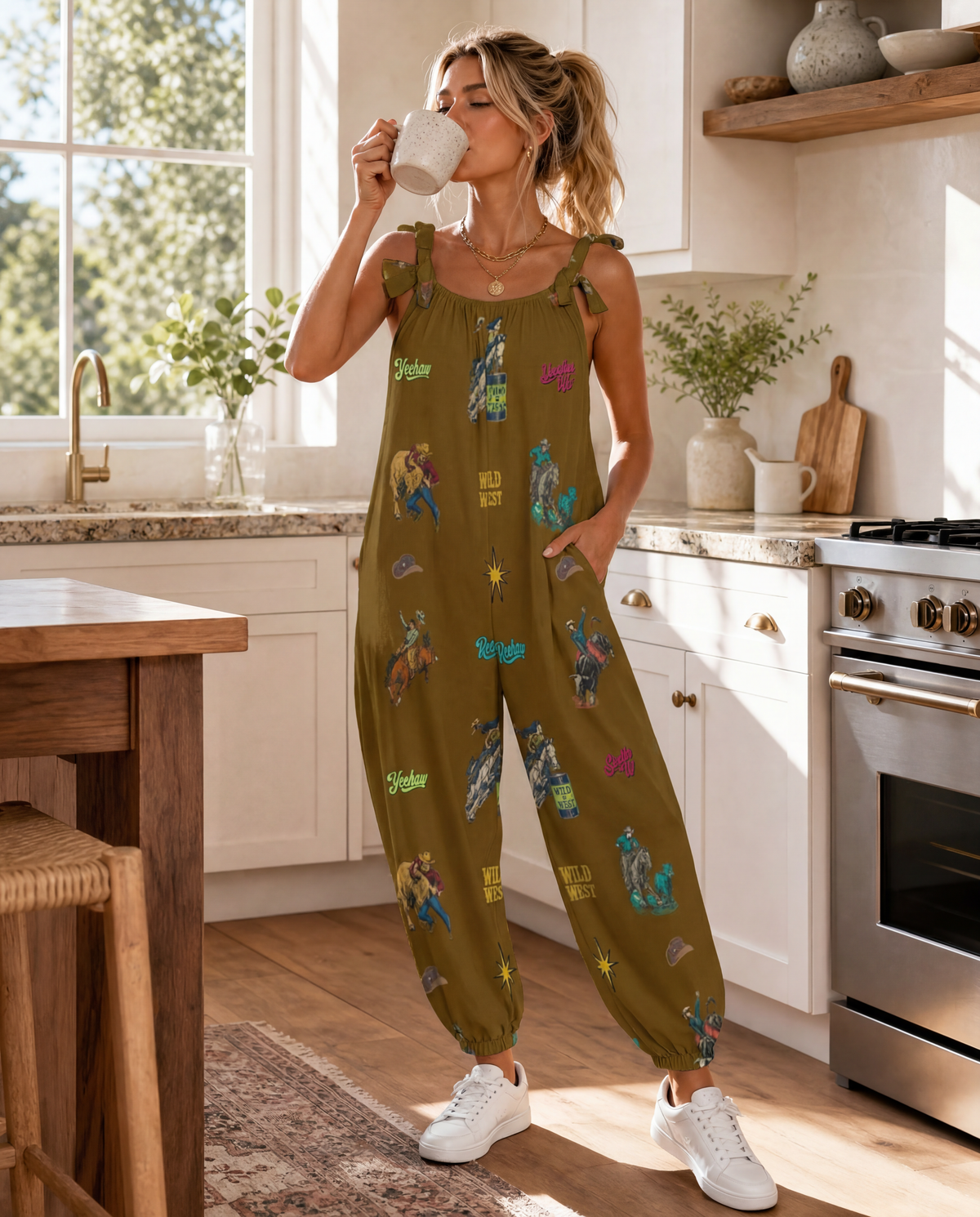 Baha Ranch The Last Roundup western rodeo overalls jumpsuit, product photo