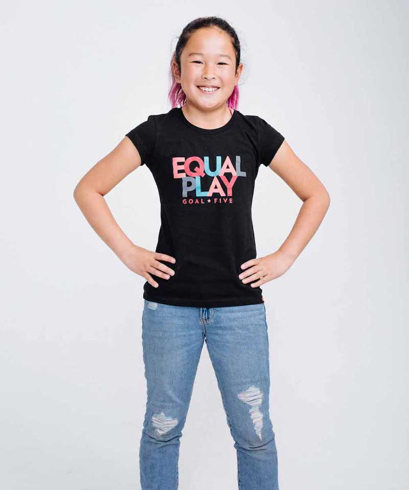 Equal Play Girls' Black T Shirt, additional detail