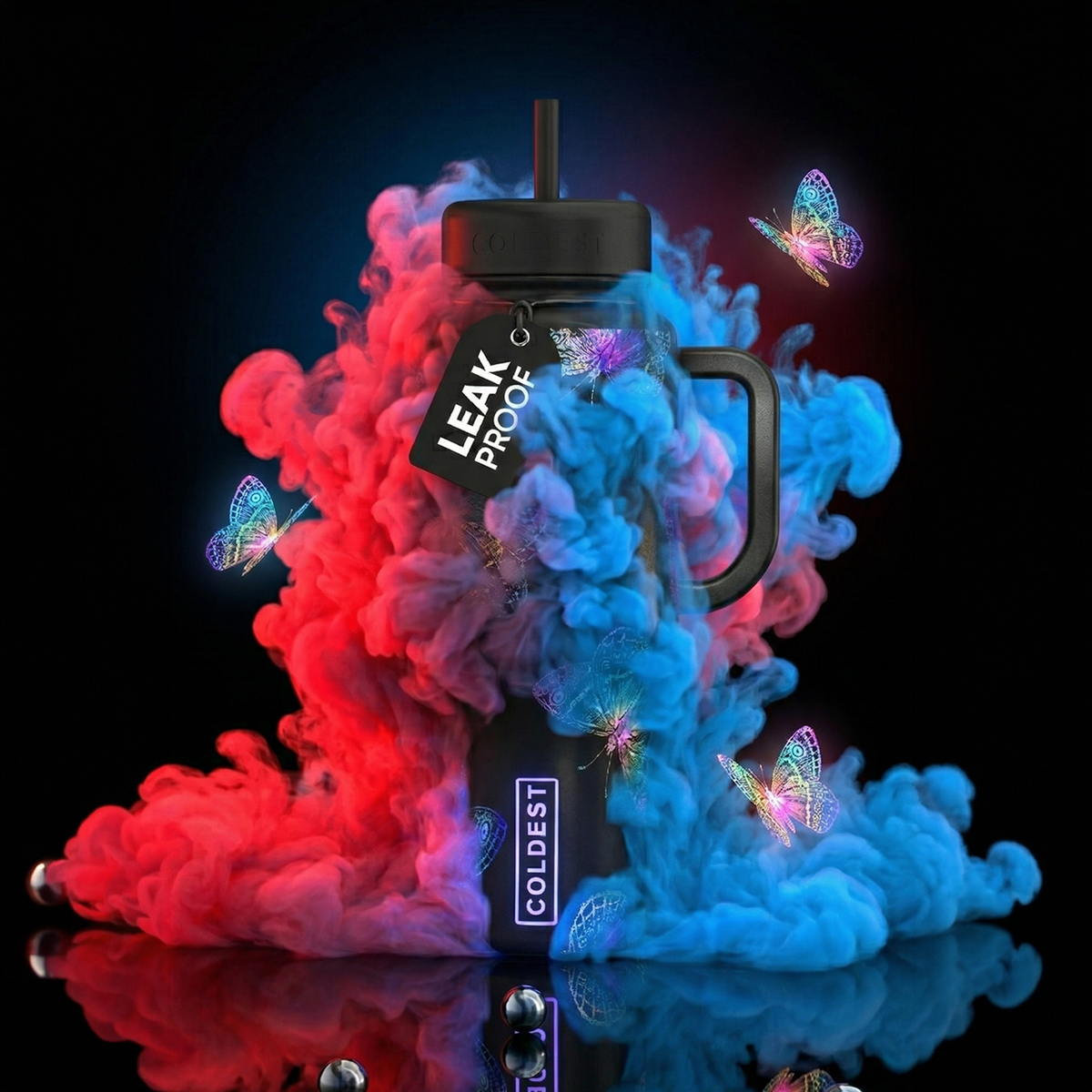 COLDEST 6.7oz Bottle in Glowie Butterflies Ultra, promotional graphic