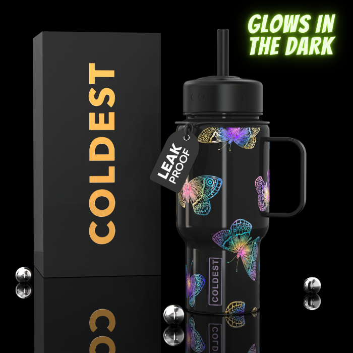COLDEST 6.7oz Bottle, glow-in-the-dark promotional graphic, alternate view