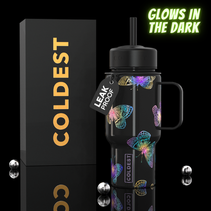 COLDEST 6.7oz Bottle, glow-in-the-dark promotional graphic, alternate view